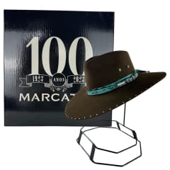 Chapéu Country De Feltro Marcatto Tabaco Com Verde Bandinha Verde Em Couro Com Strass Carneira Em Tecido Ref: 14714