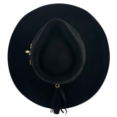 Chapéu Country Stetson Feltro Preto Bandinha De Couro Com Pingente Pena Carneira Em Tecido Ref: 64457