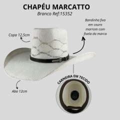 Chapéu Country De Palha Marcatto Branco Bandinha De Couro E Carneira Tecido E Elástica Ref:15352