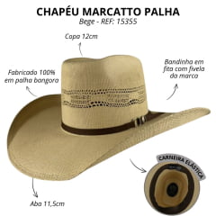 Chapéu Country De Palha Marcatto Natural REF: 15355