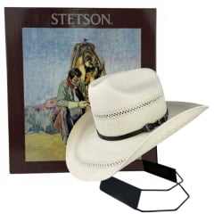 Chapéu Country Stetson Palha Bandinha Fixa Carneira Em Couro Ref: 65560