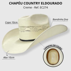 Chapéu Country Eldorado Bangora Mexicano Natural - Ref EC274