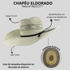 Chapéu Country Eldorado Bangora Natural Mexicano Carneira Elástica Ref. EC271