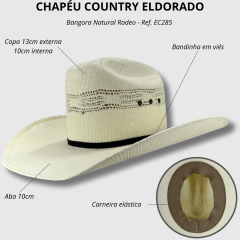 Chapéu Country Eldorado Bangora Natural Rodeo Carneira Elástica - Ref. EC285