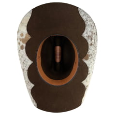 Chapéu Country Eldorado Edição Limitada Ana Castela Feltro Importado Marrom Com Pelo Aba 10 Carneira Em Couro AC961.C