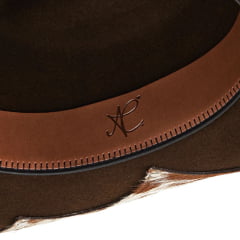 Chapéu Country Eldorado Edição Limitada Ana Castela Feltro Importado Marrom Com Pelo Aba 10 Carneira Em Couro AC961.C