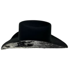 Chapéu Country Eldorado Edição Limitada Ana Castela Feltro Importado Preto Com Pelo Aba 10 Carneira Em Couro AC960.C