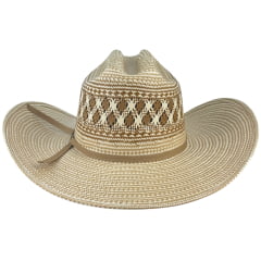 Chapéu Country Eldorado Palha 15X Shantung C. Ropers Aba 10.5 New Bicolor - Ref: EC841