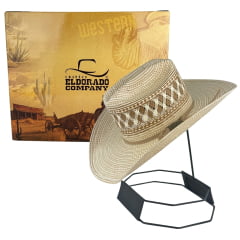 Chapéu Country Eldorado Palha 15X Shantung C. Ropers Aba 10.5 New Bicolor - Ref: EC841
