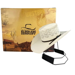 Chapéu Country Eldorado Palha Shantung 15X C. Ropers Aba 10.5 Fort Worth Carneira Em Tecido REF:EC1510