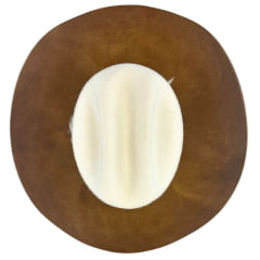 Chapéu Country Stetson Feltro Bicolor Marrom e Branco Bandinha Em Pelo Carneira Em Couro Ref: 64463