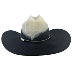 Chapéu Country Stetson Feltro Bicolor Preto E Branco Bandinha Em Pelo Carneira Em Couro Ref: 64463