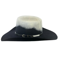 Chapéu Country Stetson Feltro Bicolor Preto E Branco Bandinha Em Pelo Carneira Em Couro Ref: 64463