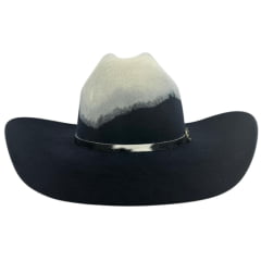 Chapéu Country Stetson Feltro Bicolor Preto E Branco Bandinha Em Pelo Carneira Em Couro Ref: 64463