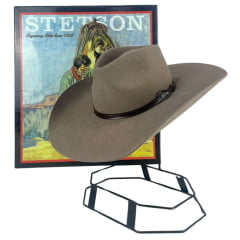 Chapéu Country Importado John B. Stetson Company 3X Premium Aba 12.0 Cor: Caqui C/ Banda Marrom Ref: 64421-0070