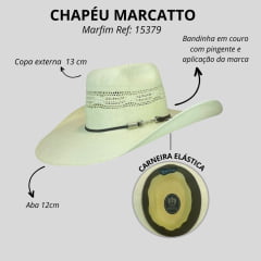 Chapéu Country Marcatto De Palha Marfim Aba 11 Copa Alta Com Renda Ref; 15379-Cor00004