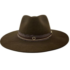 Chapéu Social Marcatto Feltro Tabaco Marrom Bandinha Strass Pena Carneira Em Tecido - Ref:14189