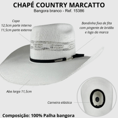 Chapéu Country Marcatto Palha Bangora Branco Ref 15386