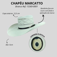 Chapéu Country Marcatto Palha Branco Aba/12.0 Caixa Ref:15369-0001