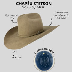 Chapéu Country Pelo De Lebre Stetson Sahara Carneira Em Couro Ref:64434