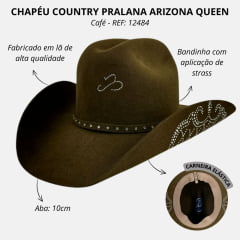 Chapéu Country Pralana Arizona Queen Aba 10 cm Café Ref.12484