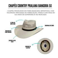 Chapéu Country Pralana Bangora 5X Branco Aba 10