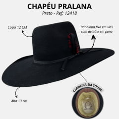 Chapéu Country Pralana Champion Biplay Aba13 Preto Ref.12418