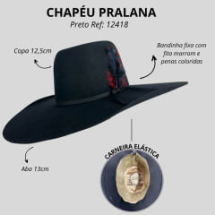 Chapéu Country Pralana Champion Biplay Preto Carneira Elastica Ref 12418
