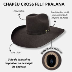 Chapéu Country Pralana Cross Felt II Aba 12 Cm Marrom Ref.12452