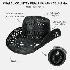 Chapéu Country Pralana Yankee Lhama Black Preto - REF: 19610