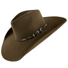 Chapéu Country Stetson Feltro Tabaco 50X Bandinha Fixa Duas Fivelas Carneira Couro Ref:64449