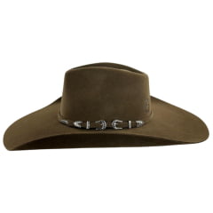 Chapéu Country Stetson Feltro Tabaco 50X Bandinha Fixa Duas Fivelas Carneira Couro Ref:64449
