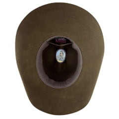 Chapéu Country Stetson Feltro Tabaco Bandinha Tripla Pingente Pena Carneira Tecido Ref:64463