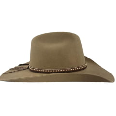 Chapéu Country Stetson Feltro Camel Bandinha Com Strass Pingente Pena REF:64463