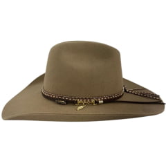 Chapéu Country Stetson Feltro Camel Bandinha Com Strass Pingente Pena REF:64463