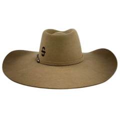 Chapéu Country Stetson Feltro Camel Bandinha Feltro Com Duas Fivelas Carneira Couro - REF:64449