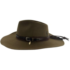 Chapéu Country Stetson Feltro Pino Bandinha De Couro Com Pingente Pena Carneira Em Tecido Ref: 64457