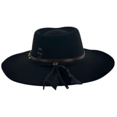 Chapéu Country Stetson Feltro Preto Bandinha De Couro Com Pingente Pena Carneira Em Tecido Ref: 64457