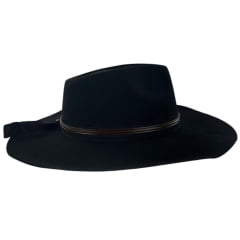 Chapéu Country Stetson Feltro Preto Bandinha De Couro Com Pingente Pena Carneira Em Tecido Ref: 64457