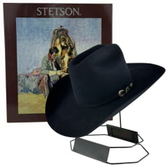 Chapéu Country Stetson Pelo De Lebre 160 Anos Azul Night Blue Carneira Em Couro Ref:64444