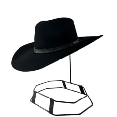 Chapéu Country Stetson Pelo De Lebre Preto Carneira Em Couro Ref:64441