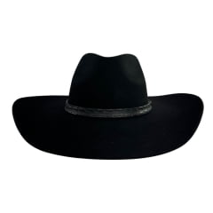 Chapéu Country Stetson Pelo De Lebre Preto Carneira Em Couro Ref:64441