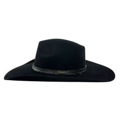 Chapéu Country Stetson Pelo De Lebre Preto Carneira Em Couro Ref:64441