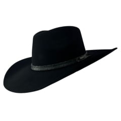 Chapéu Country Stetson Pelo De Lebre Preto Carneira Em Couro Ref:64441