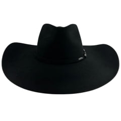 Chapéu Country Stetson Feltro Preto Bandinha Feltro Com Duas Fivelas Carneira Couro - REF:64449