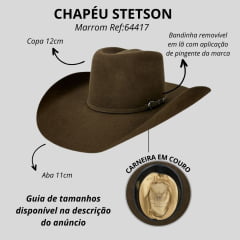 Chapéu Country Stetson Tabaco Carneira Em Couro Ref:64417