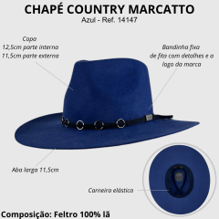 Chapéu de Feltro Marcatto Azul Jeans Ref 14147