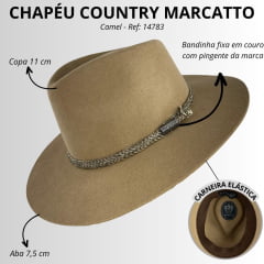 Chapéu Country Marcatto Feltro Camel Carneira Elástica - Ref:14783