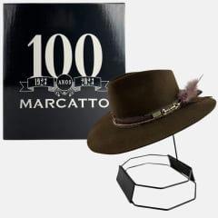 Chapéu Social Marcatto Feltro Tabaco Marrom Bandinha Strass Pena Carneira Em Tecido - Ref:14189