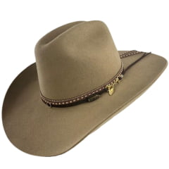 Chapéu Country Stetson Feltro Camel Bandinha Com Strass Pingente Pena REF:64463